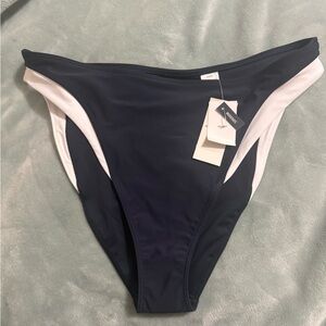 NWT Abercrombie & Fitch Navy and White Moderate Coverage Bikini Bottom